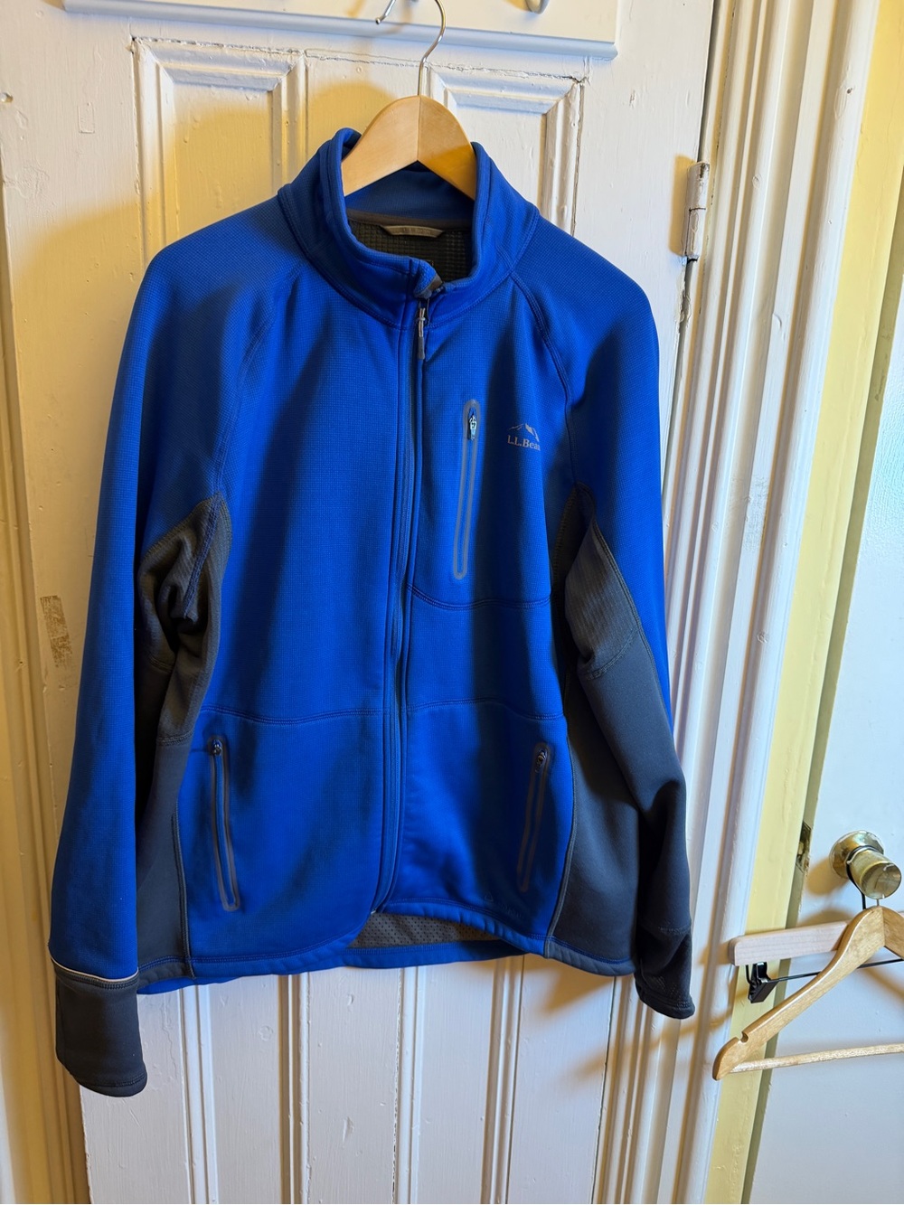 L.L.Bean Polartec Grid Fleece Jacket Men’s XL Blue Full Zip 4 Pockets Stretch